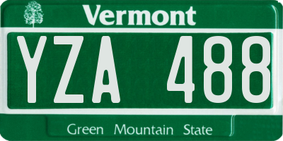 VT license plate YZA488