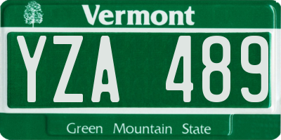 VT license plate YZA489