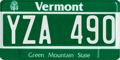 VT license plate YZA490