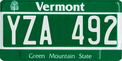 VT license plate YZA492