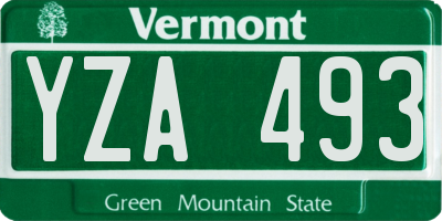 VT license plate YZA493