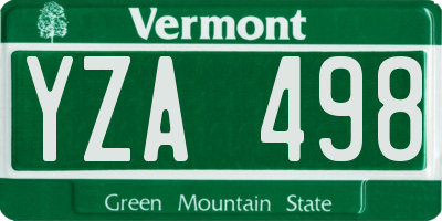 VT license plate YZA498