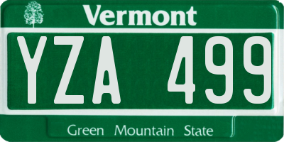 VT license plate YZA499
