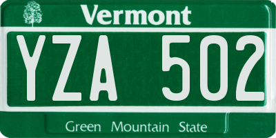 VT license plate YZA502
