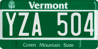 VT license plate YZA504