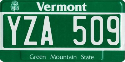 VT license plate YZA509