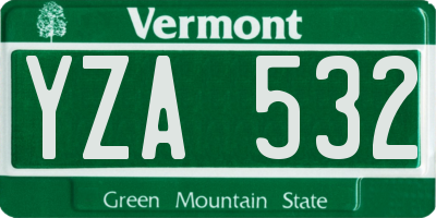 VT license plate YZA532