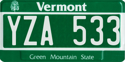 VT license plate YZA533
