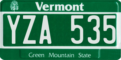 VT license plate YZA535