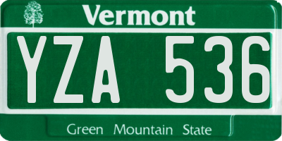 VT license plate YZA536