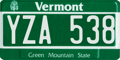 VT license plate YZA538