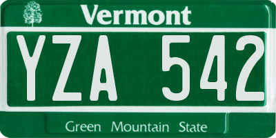 VT license plate YZA542