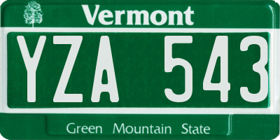 VT license plate YZA543