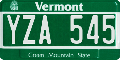 VT license plate YZA545