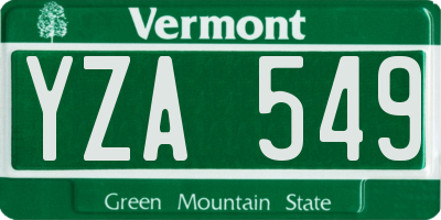 VT license plate YZA549