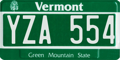 VT license plate YZA554