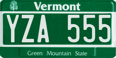 VT license plate YZA555