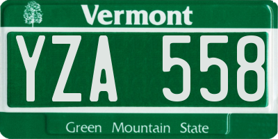 VT license plate YZA558