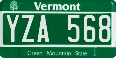 VT license plate YZA568