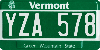 VT license plate YZA578