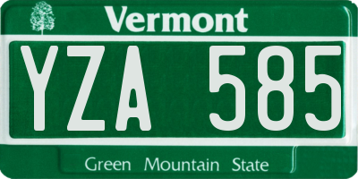 VT license plate YZA585