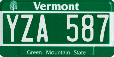 VT license plate YZA587