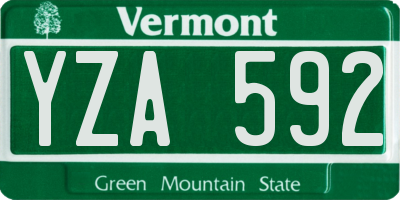 VT license plate YZA592