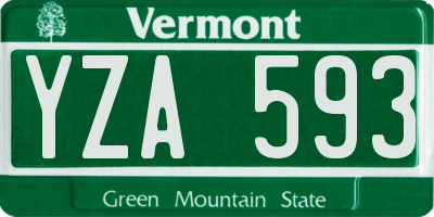 VT license plate YZA593