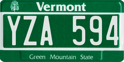 VT license plate YZA594
