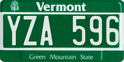 VT license plate YZA596