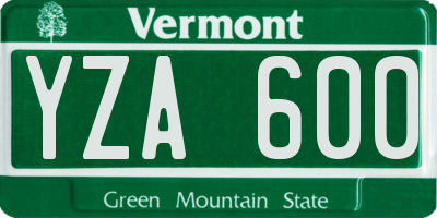 VT license plate YZA600