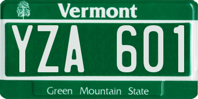 VT license plate YZA601