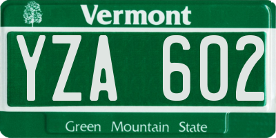 VT license plate YZA602