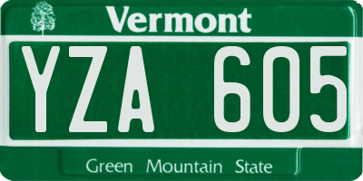VT license plate YZA605