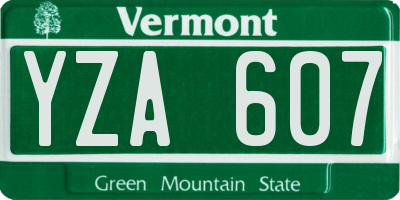 VT license plate YZA607