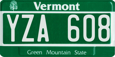 VT license plate YZA608