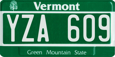 VT license plate YZA609