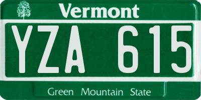 VT license plate YZA615