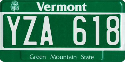 VT license plate YZA618