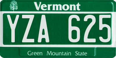VT license plate YZA625
