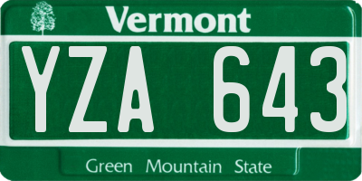 VT license plate YZA643