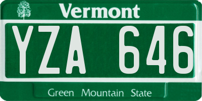 VT license plate YZA646