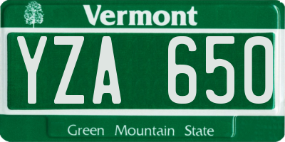 VT license plate YZA650
