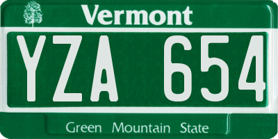VT license plate YZA654