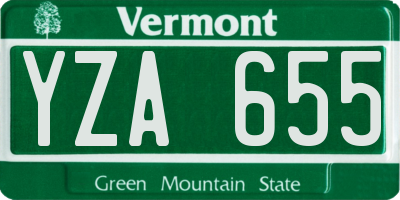 VT license plate YZA655
