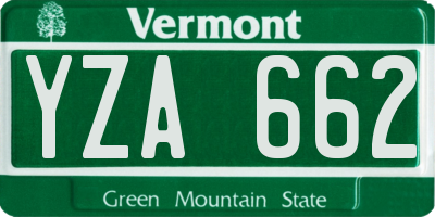 VT license plate YZA662