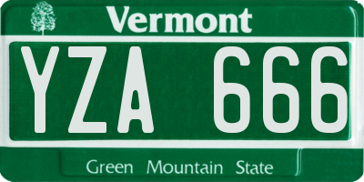 VT license plate YZA666
