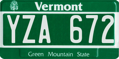 VT license plate YZA672