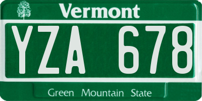 VT license plate YZA678