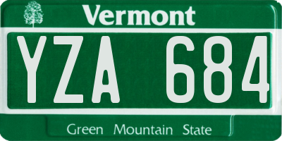 VT license plate YZA684